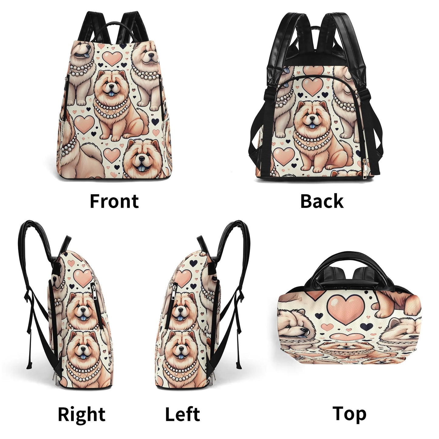 Chow Chow Travel PU Daypack Anti-theft Backpack
