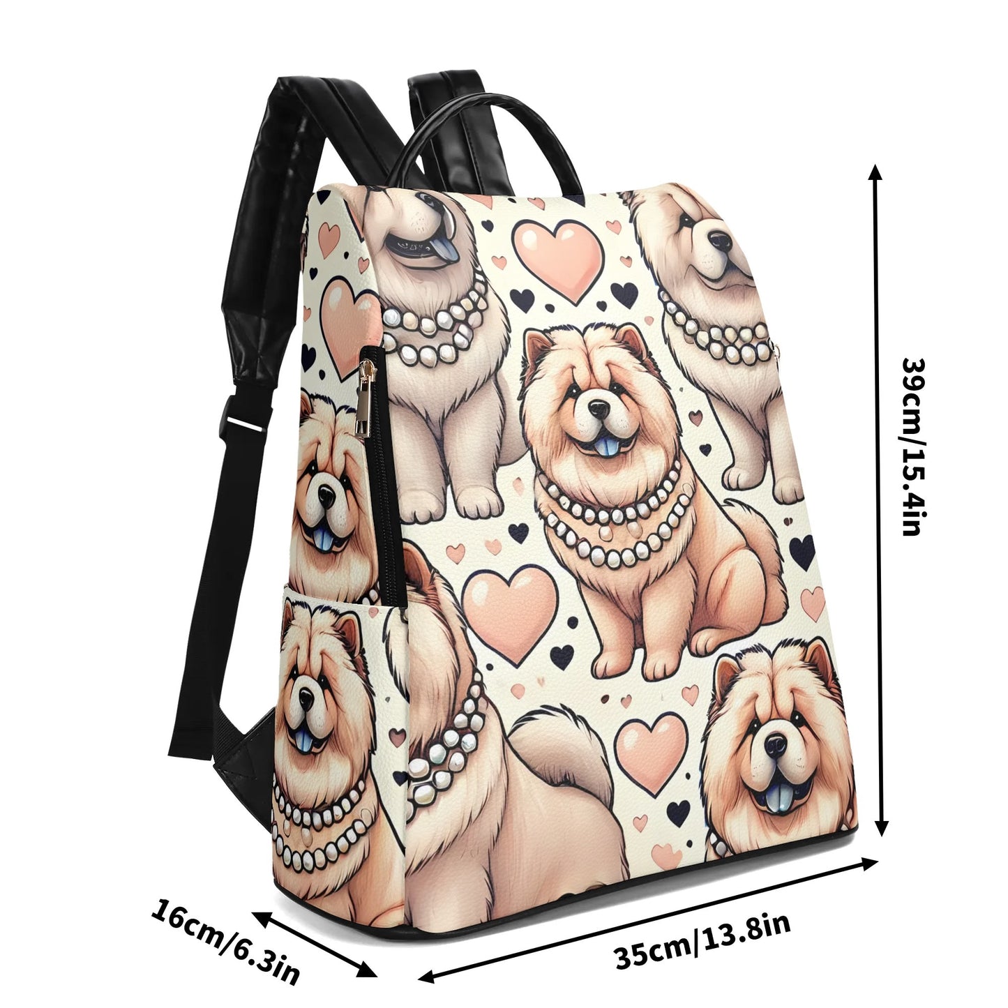 Chow Chow Travel PU Daypack Anti-theft Backpack
