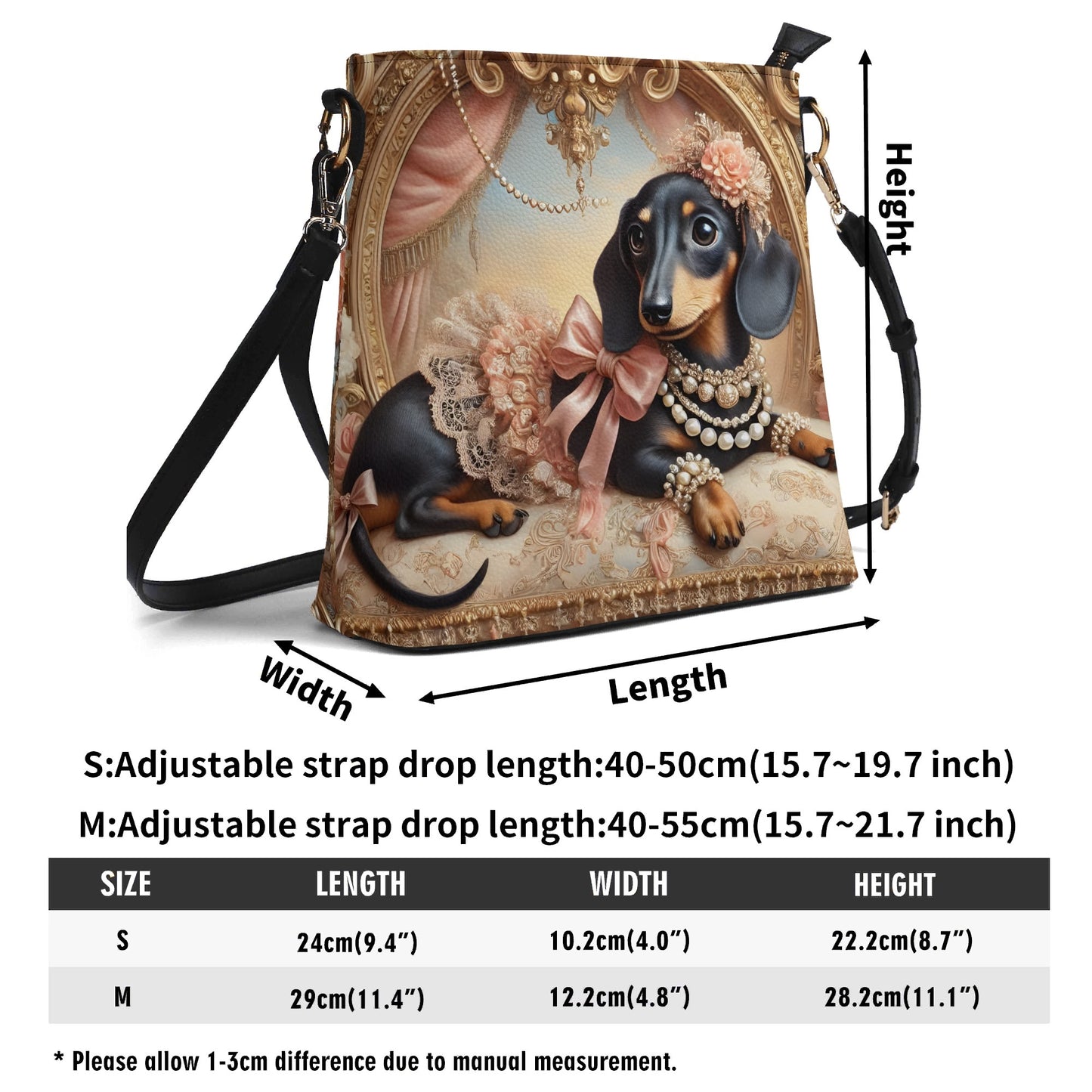 Dachshund Victorian Womens PU Bucket Bag Shoulder Bag