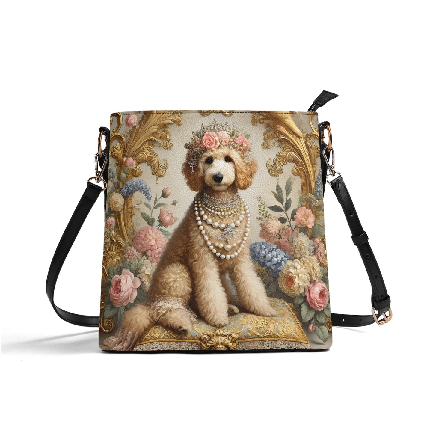 Golden doodle Victorian Womens PU Bucket Bag Shoulder Bag