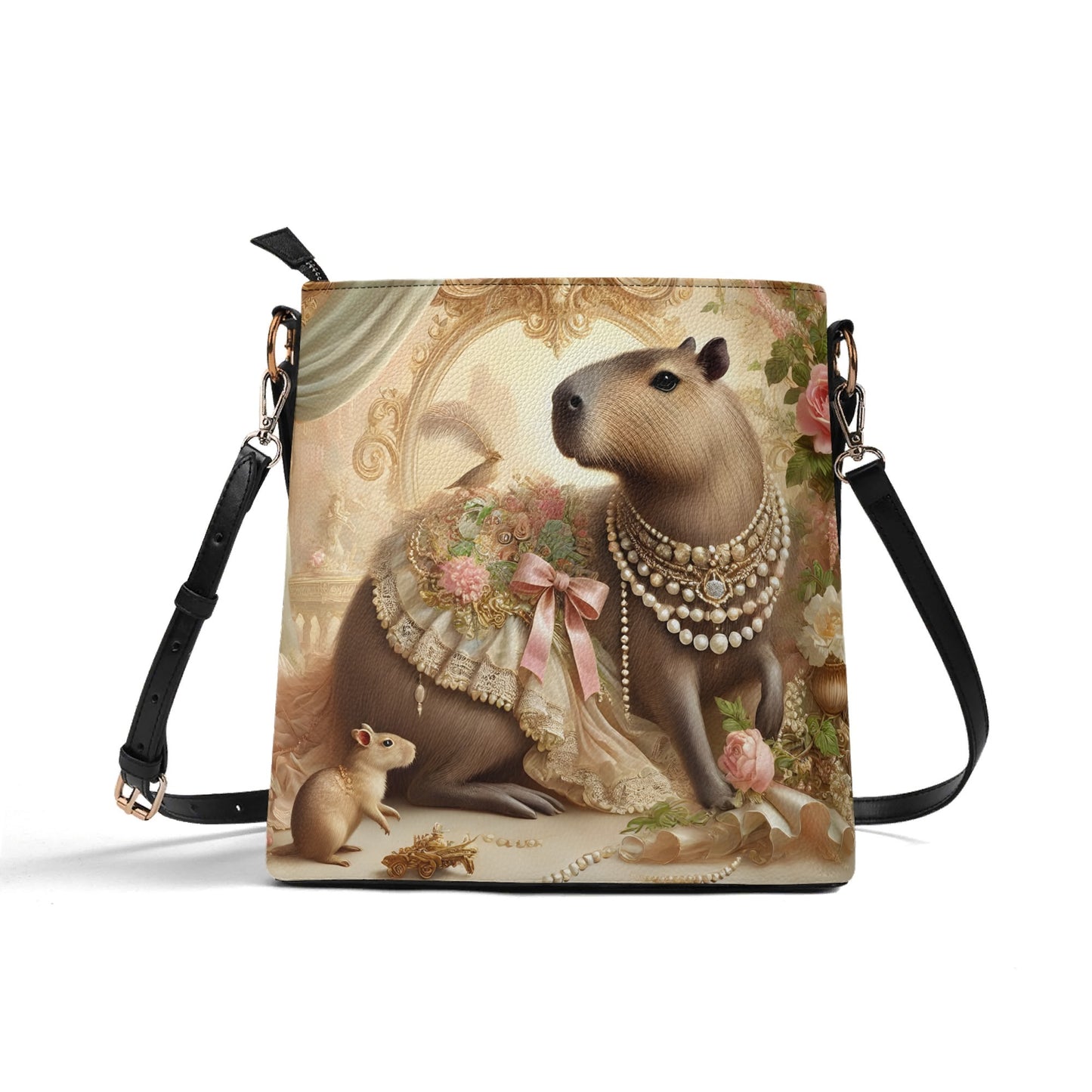 Capybara Victorian Womens PU Bucket Bag Shoulder Bag
