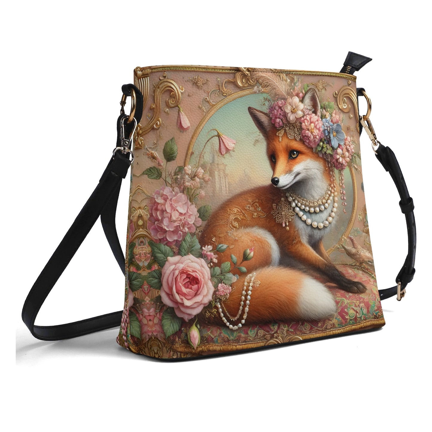 Fox Victorian Womens PU Bucket Bag Shoulder Bag