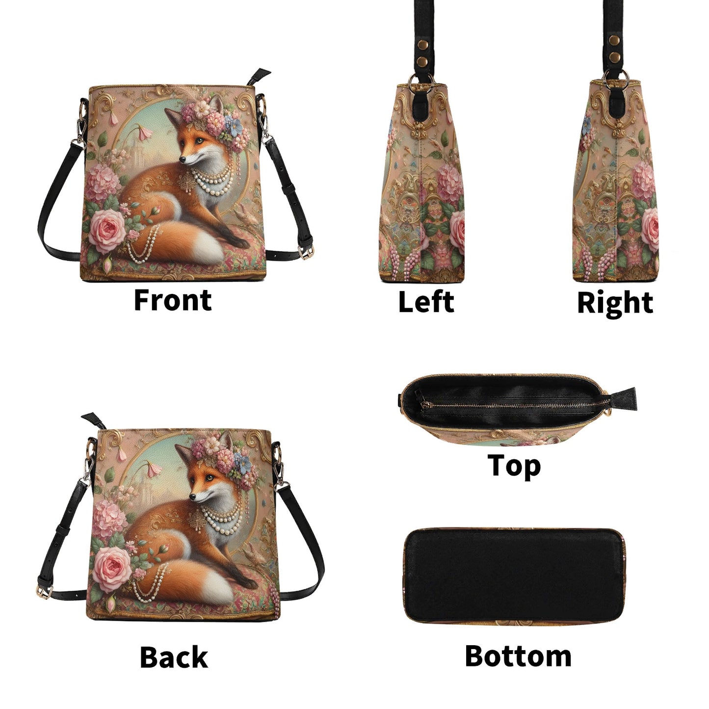 Fox Victorian Womens PU Bucket Bag Shoulder Bag