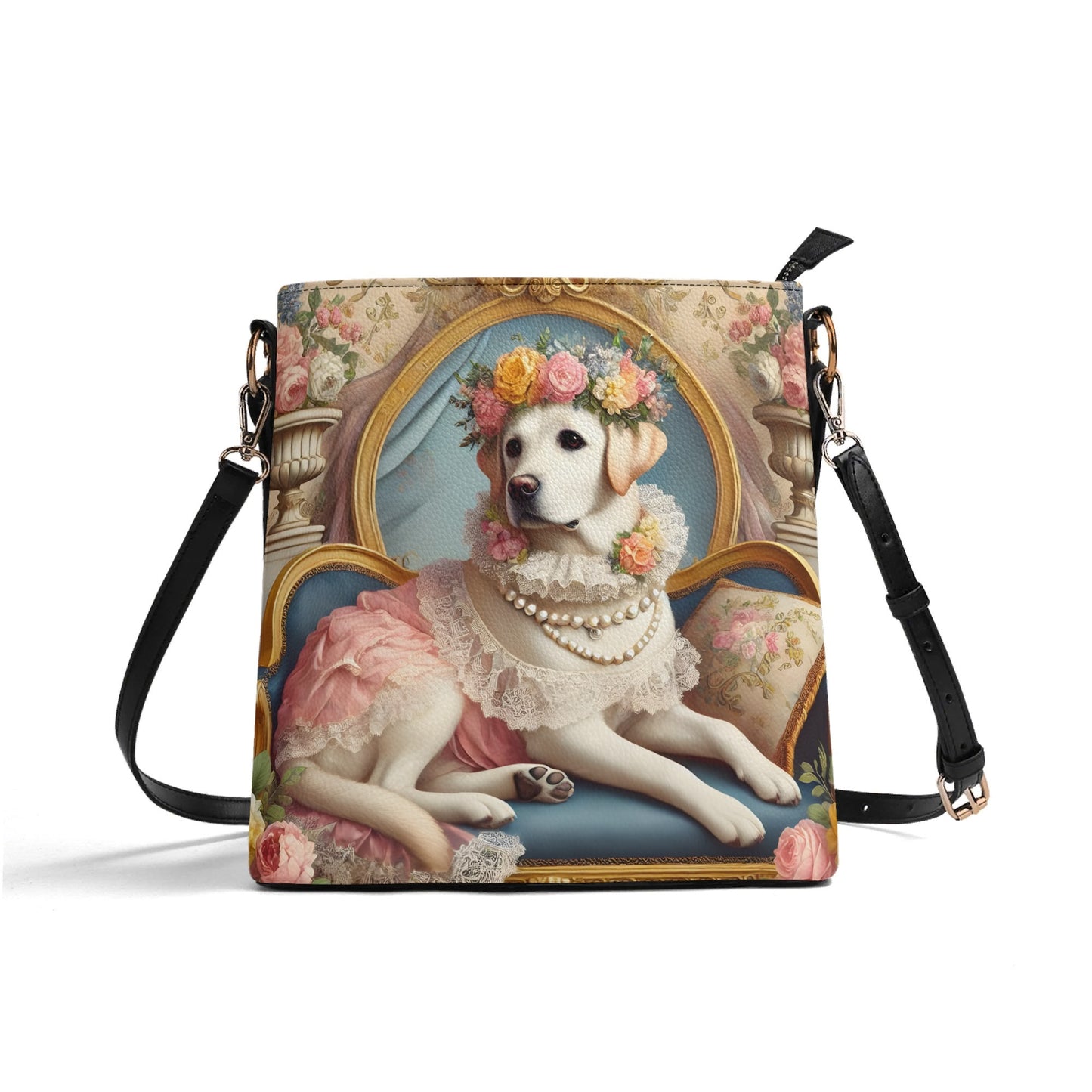 Yellow Labrador Victorian Womens PU Bucket Bag Shoulder Bag