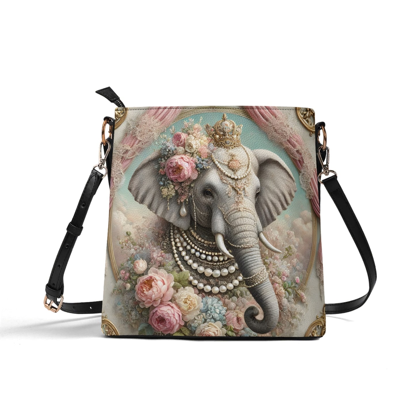 Elephant Victorian Womens PU Bucket Bag Shoulder Bag