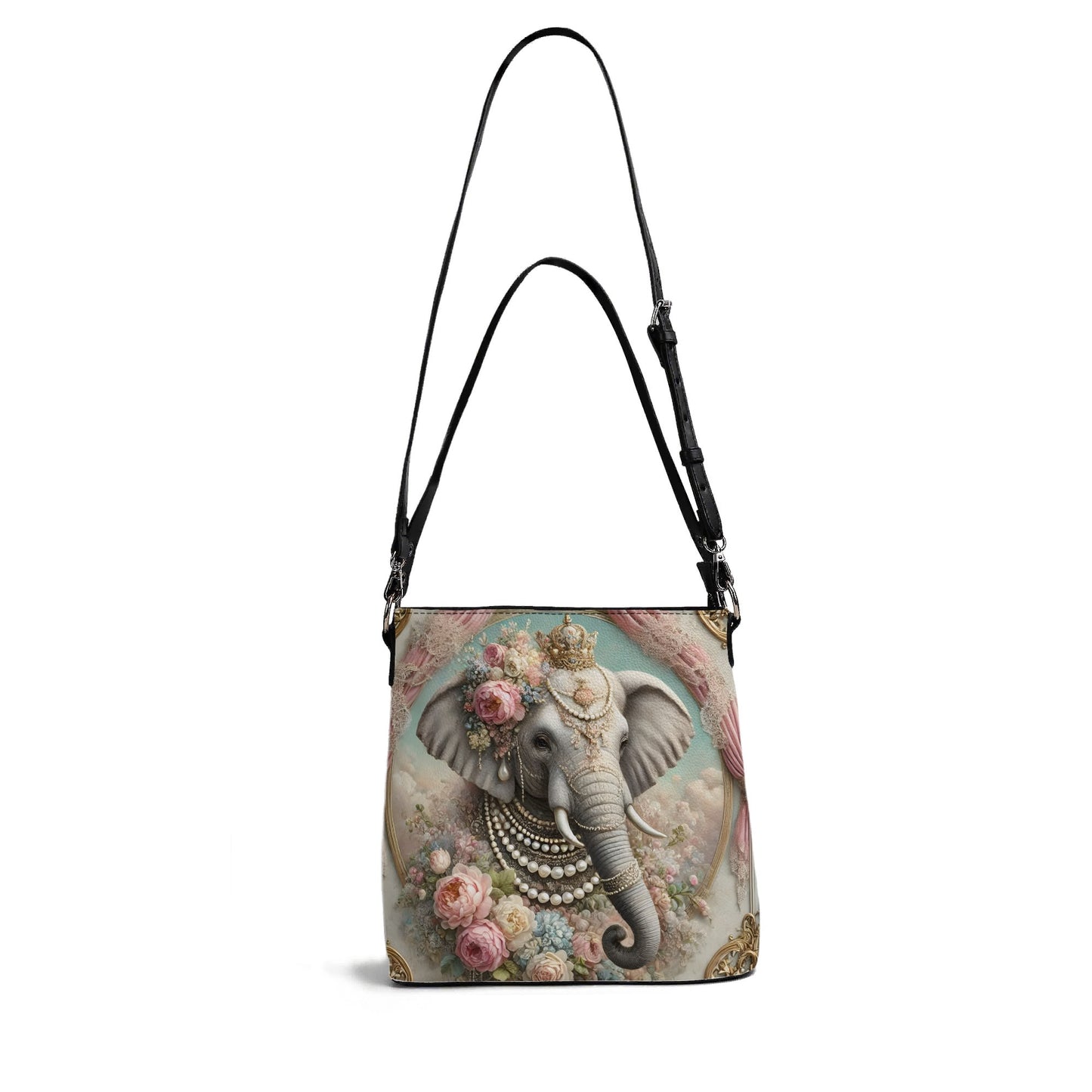 Elephant Victorian Womens PU Bucket Bag Shoulder Bag