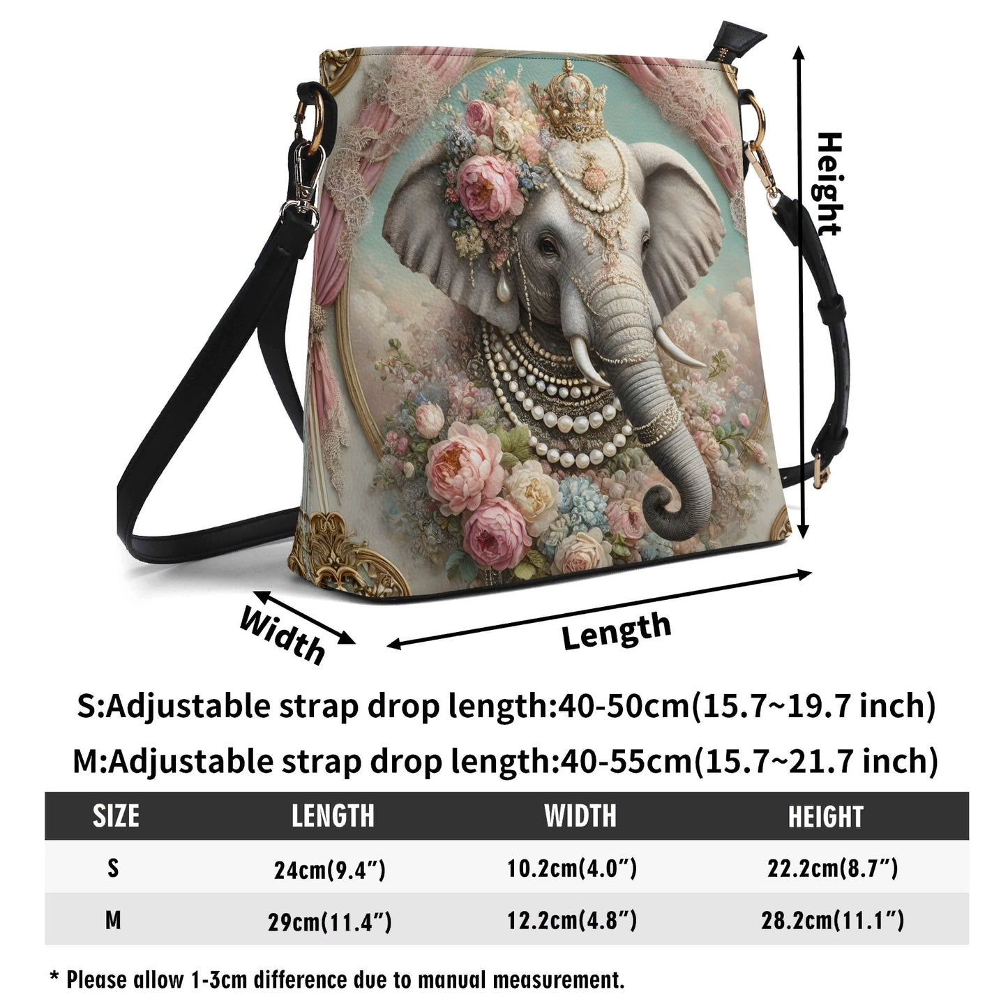 Elephant Victorian Womens PU Bucket Bag Shoulder Bag