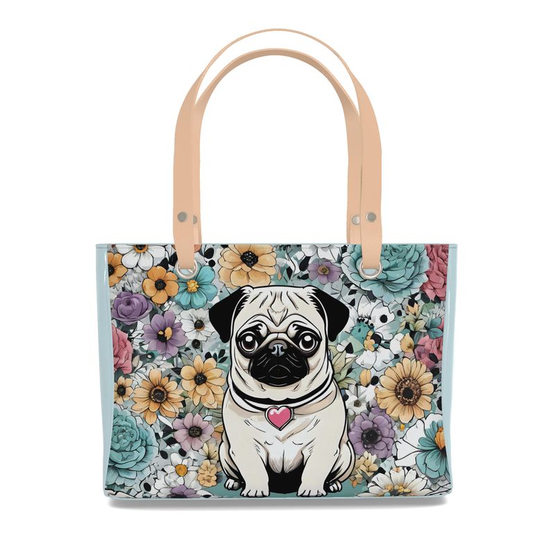 Pug Luxury tote bag purse Real Nappa leather Contrado