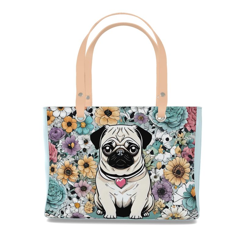 Pug Luxury tote bag purse Real Nappa leather Contrado