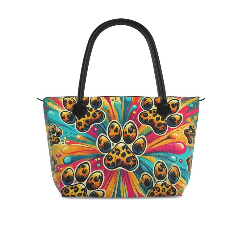 Paw print leopard print full grain Nappa leather handbag Contrado