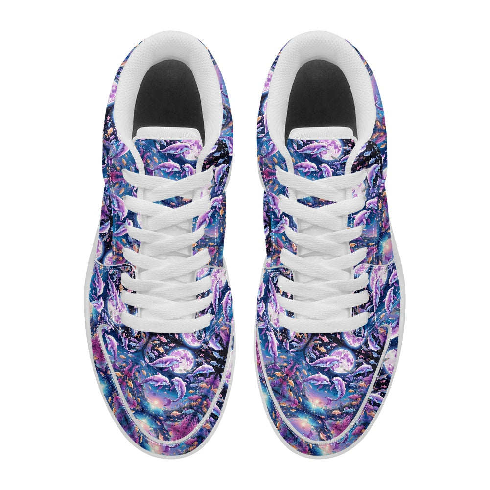 Dolphins sea life Fashion Low Top Leather Sneakers BriBeesCreations
