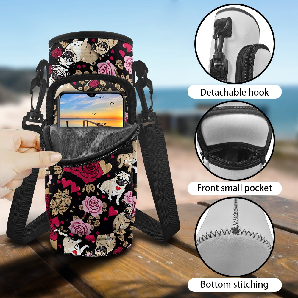 Adorable Pug Print Water Bottle Cover - Perfect for On-the-Go Hydration BriBeesCreations