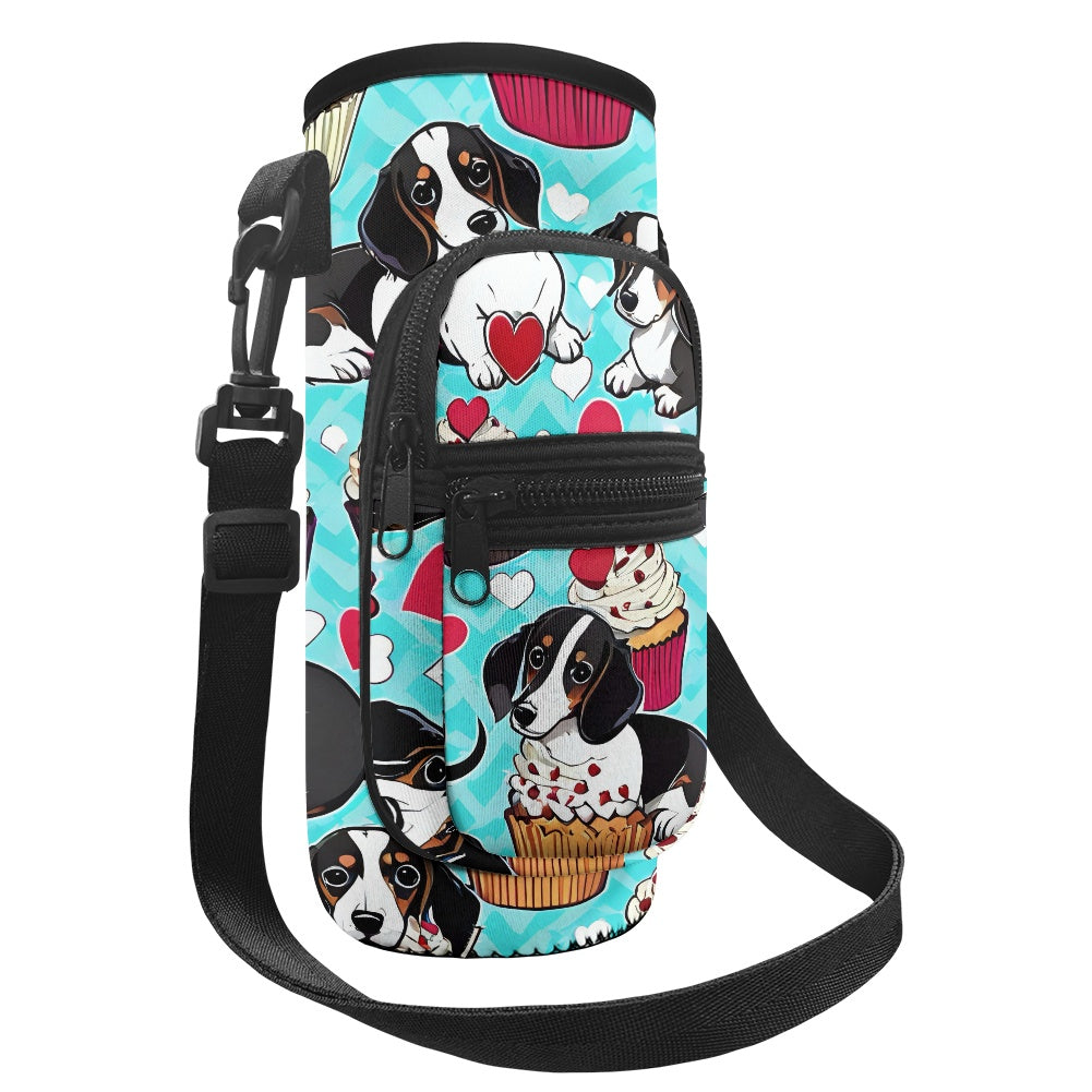 Dashing Dachshund Cupcake Water Bottle Cover - Sleeve Carrier for Pawsome Pet Parents BriBeesCreations