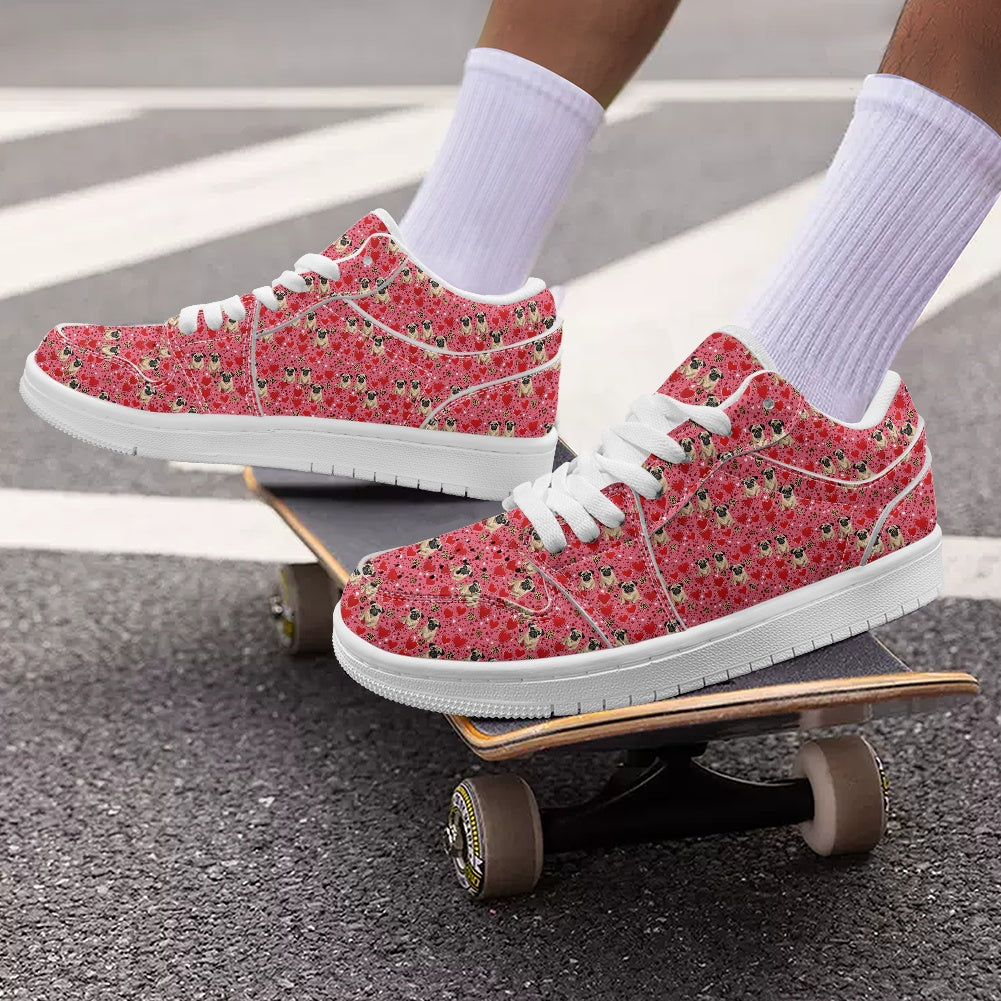 Pug Red Fashion Low Top Leather Sneakers BriBeesCreations