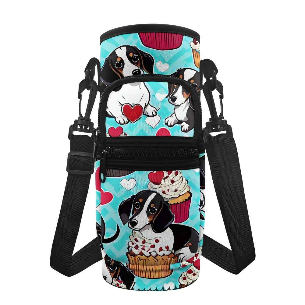 Dashing Dachshund Cupcake Water Bottle Cover - Sleeve Carrier for Pawsome Pet Parents BriBeesCreations