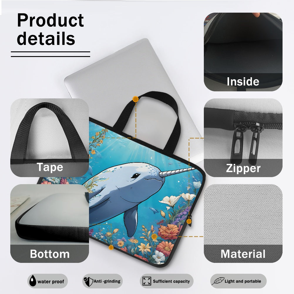 Cute Narwal Laptop Bag Sleeve - Stylish and Functional Perfect for Any Occasion BriBeesCreations