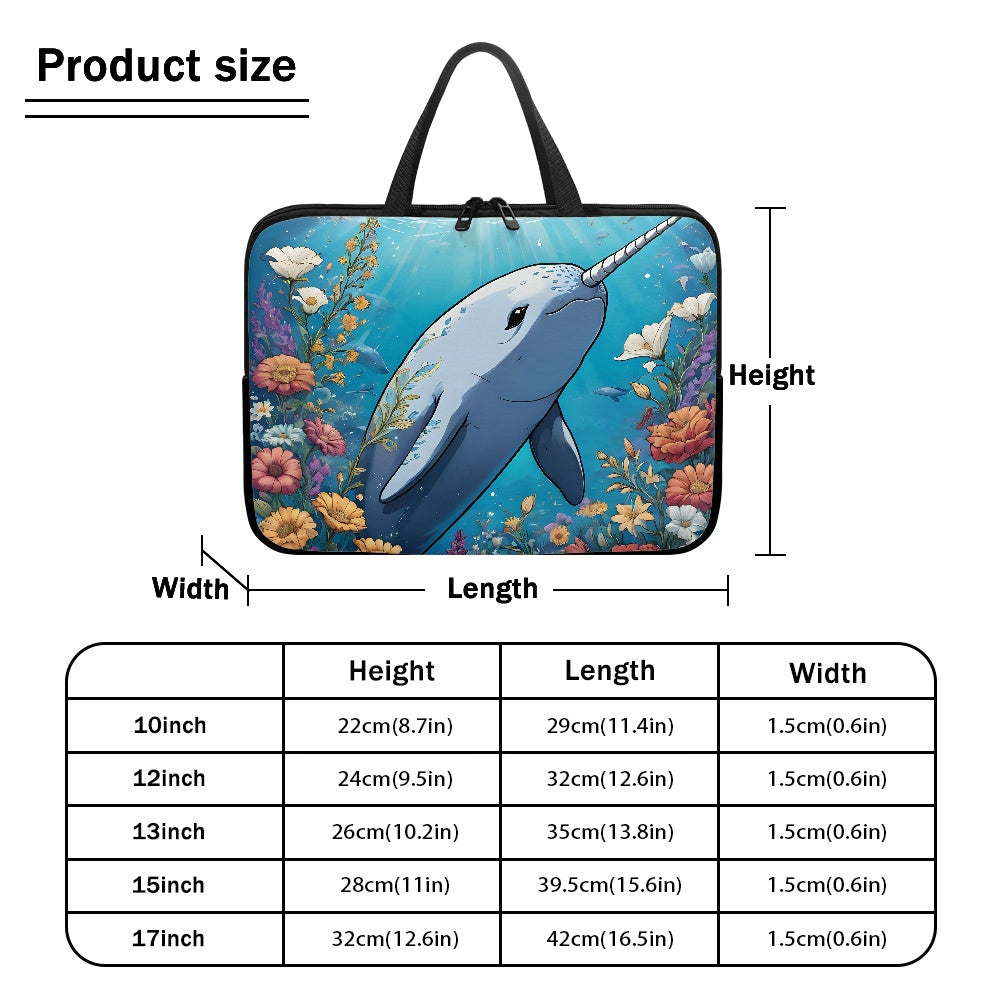 Cute Narwal Laptop Bag Sleeve - Stylish and Functional Perfect for Any Occasion BriBeesCreations