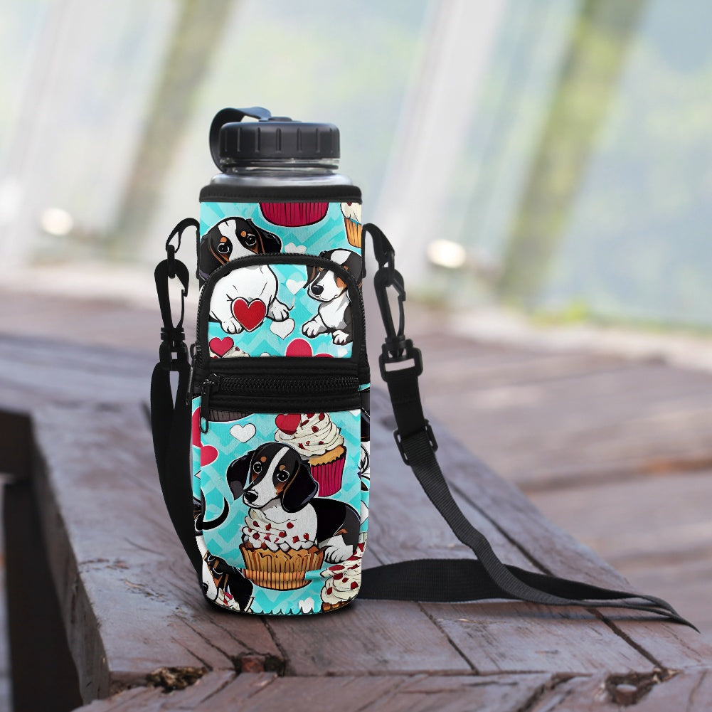 Dashing Dachshund Cupcake Water Bottle Cover - Sleeve Carrier for Pawsome Pet Parents BriBeesCreations
