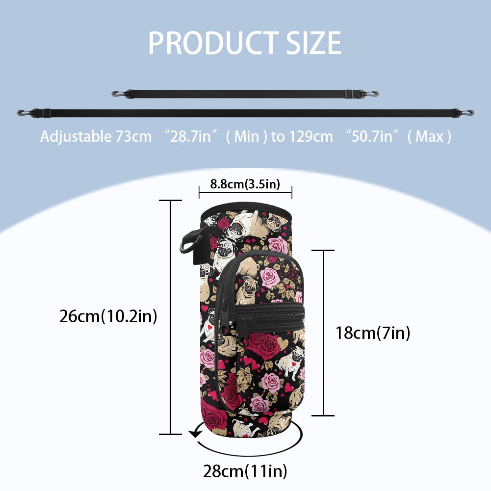 Adorable Pug Print Water Bottle Cover - Perfect for On-the-Go Hydration BriBeesCreations