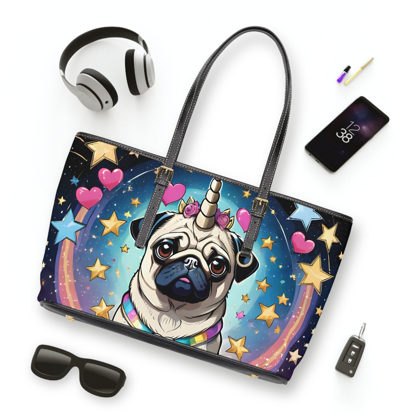Pug PU Leather Shoulder Bag