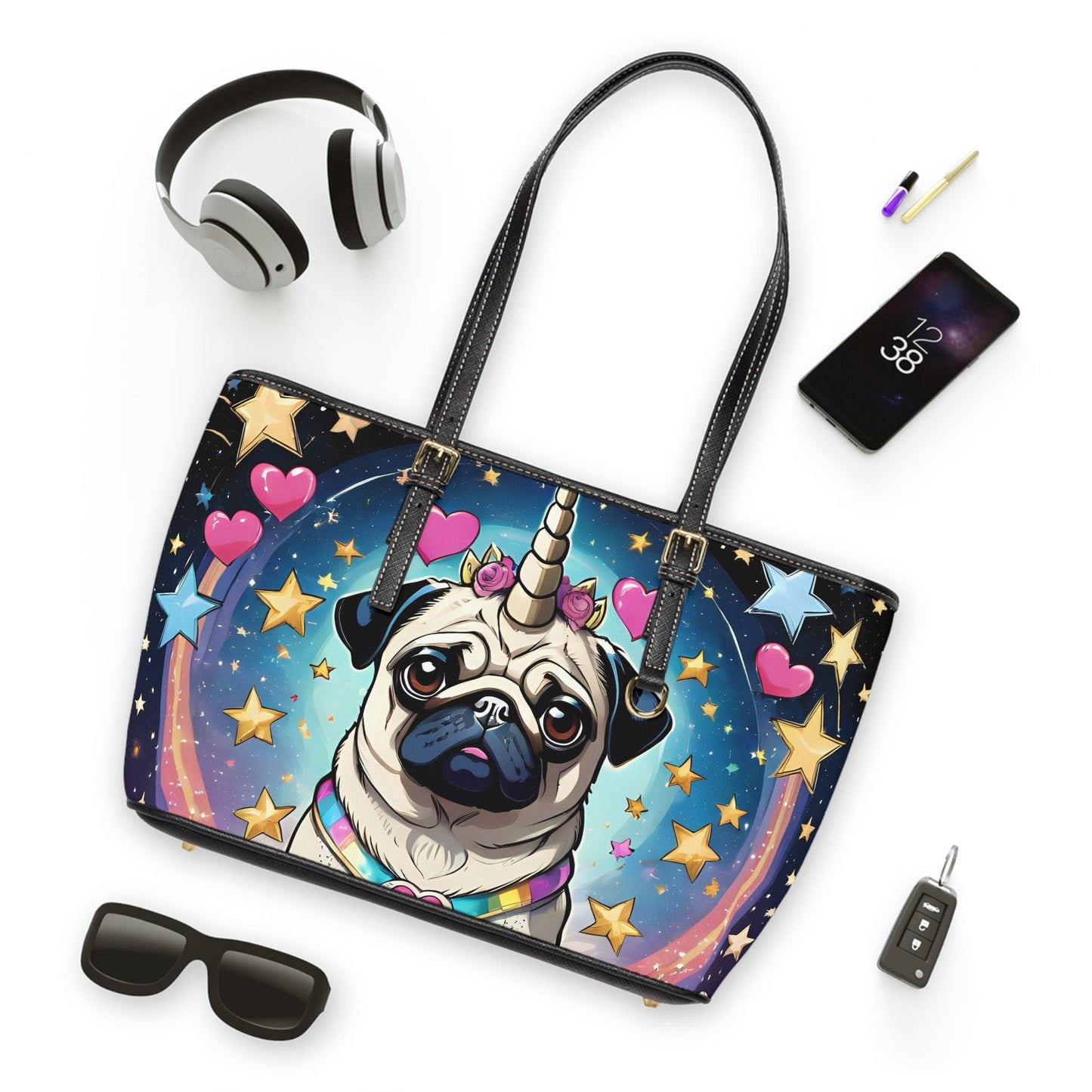 Pug PU Leather Shoulder Bag
