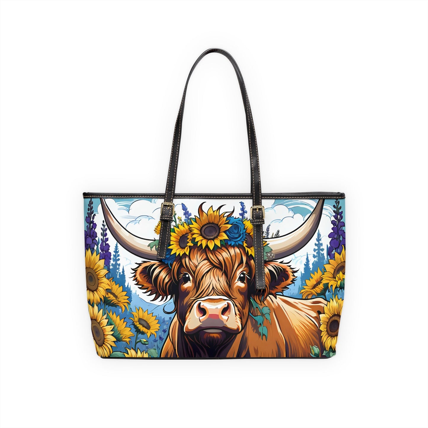 Highland cow PU Leather Shoulder Bag