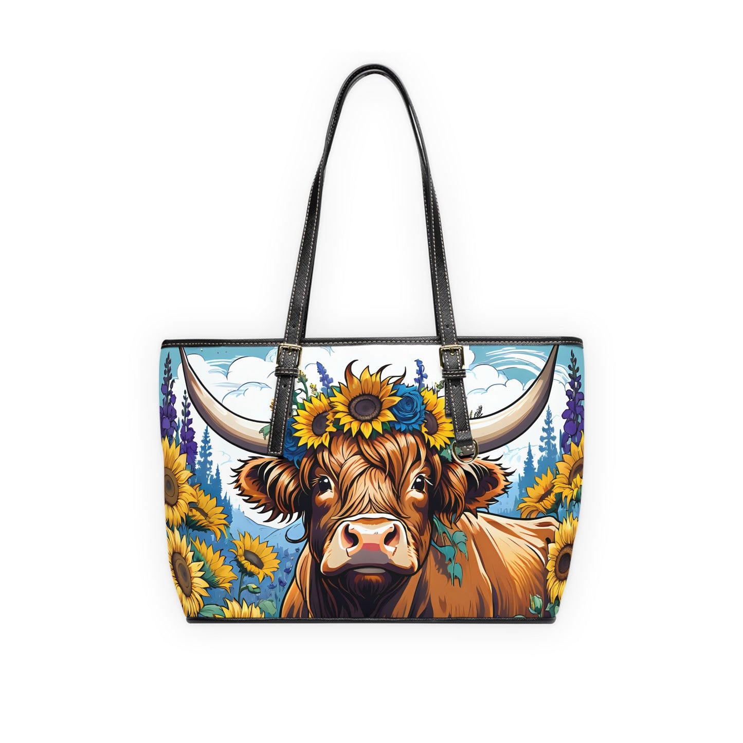 Highland cow PU Leather Shoulder Bag