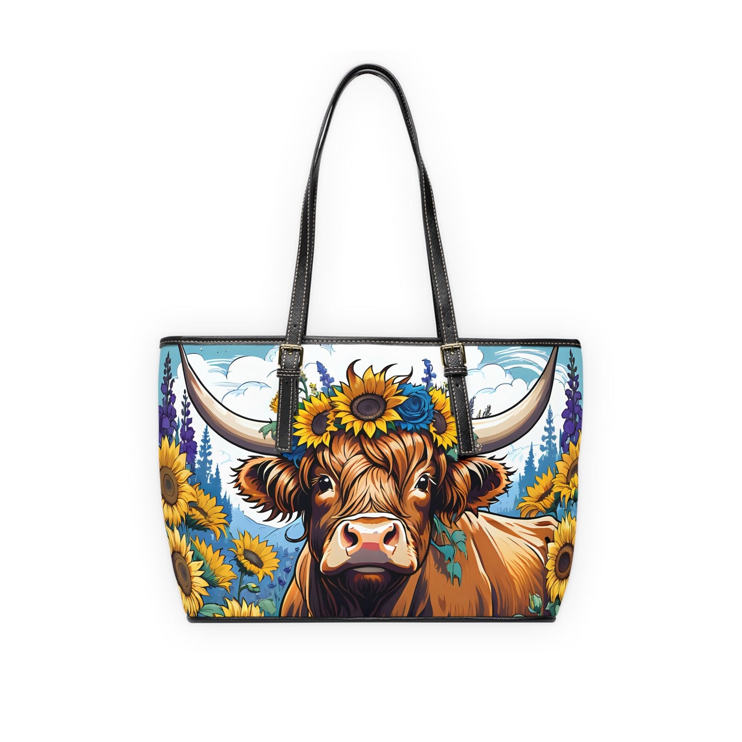 Highland cow PU Leather Shoulder Bag