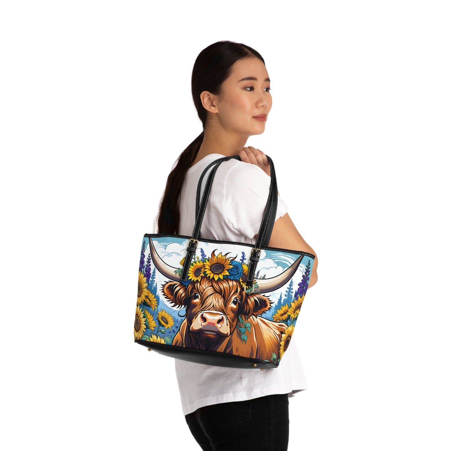 Highland cow PU Leather Shoulder Bag