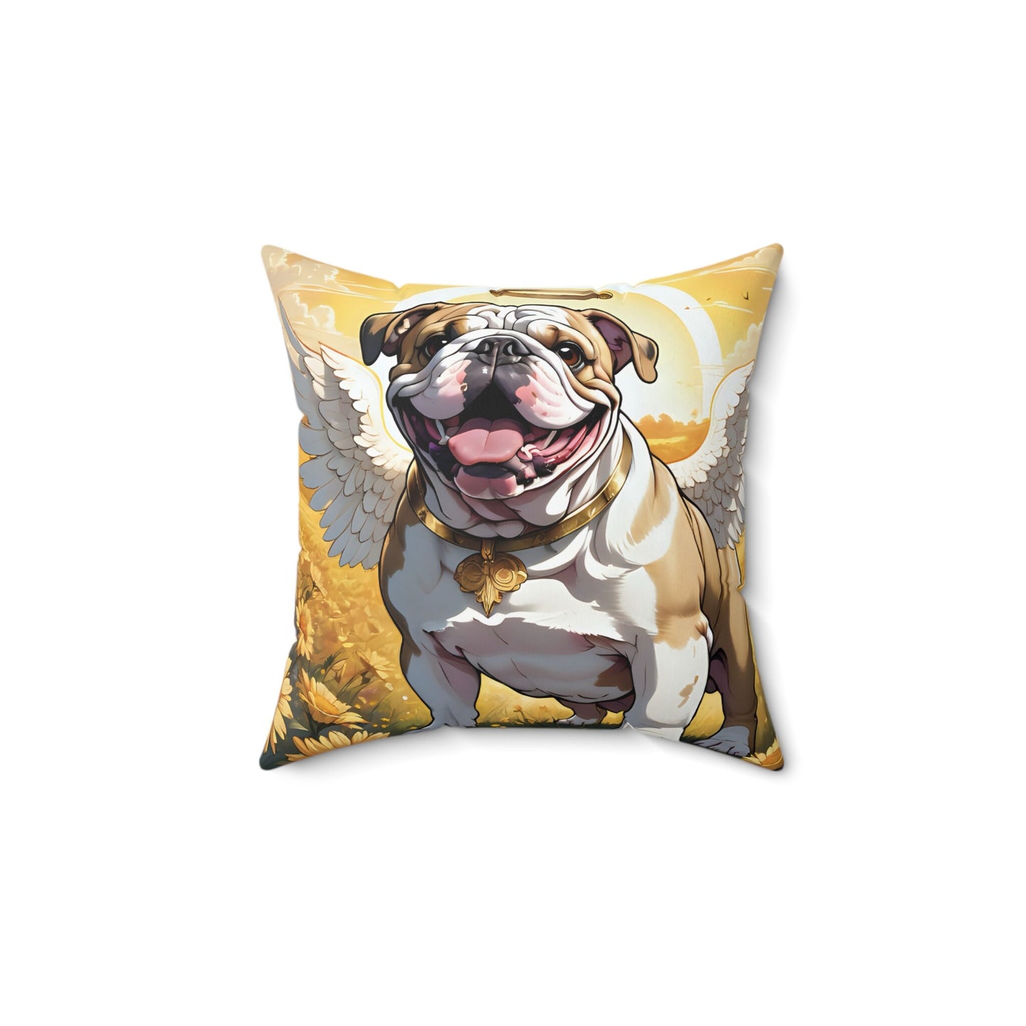 Bulldog Angel Memorial Faux Suede Square Pillow