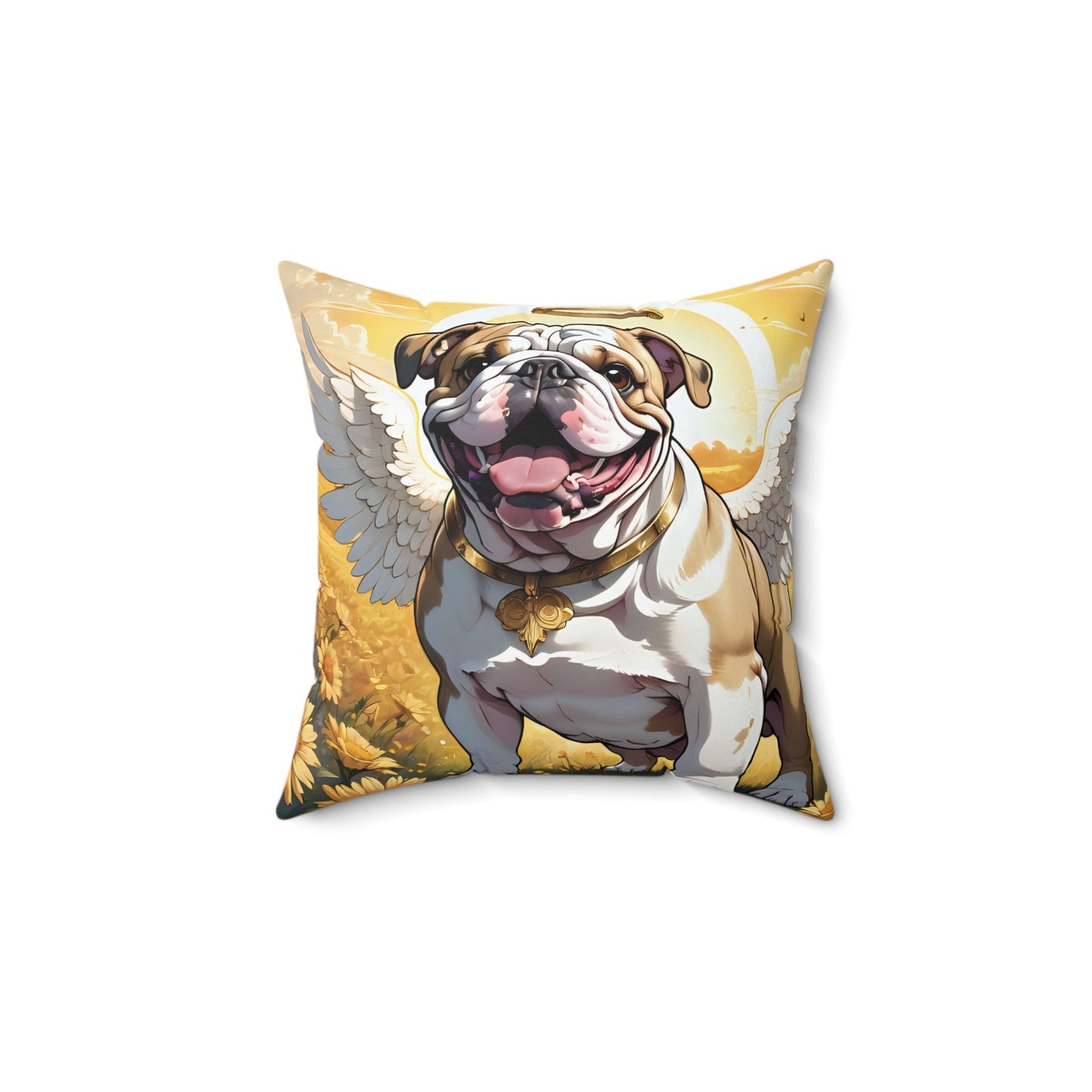 Bulldog Angel Memorial Faux Suede Square Pillow