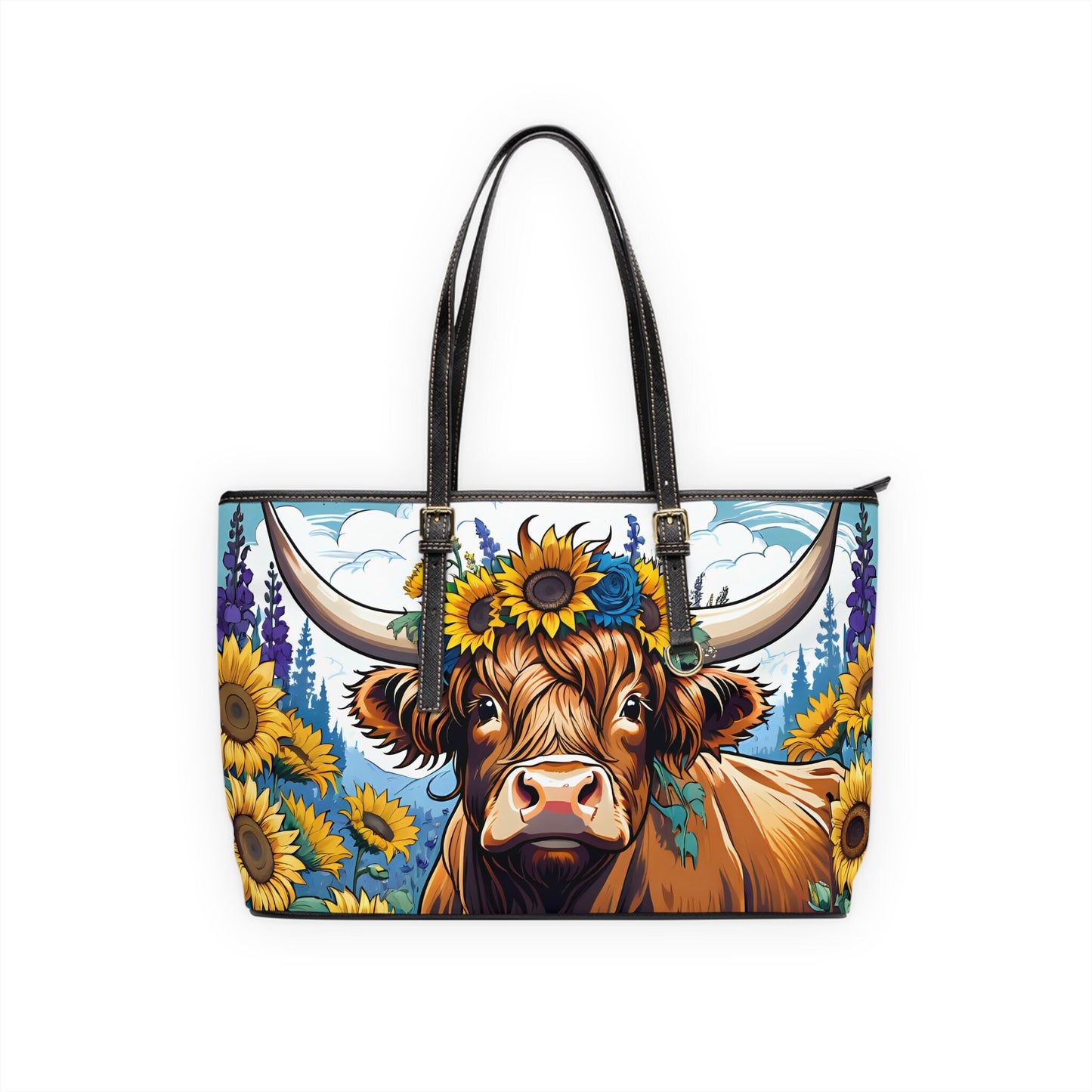 Highland cow PU Leather Shoulder Bag