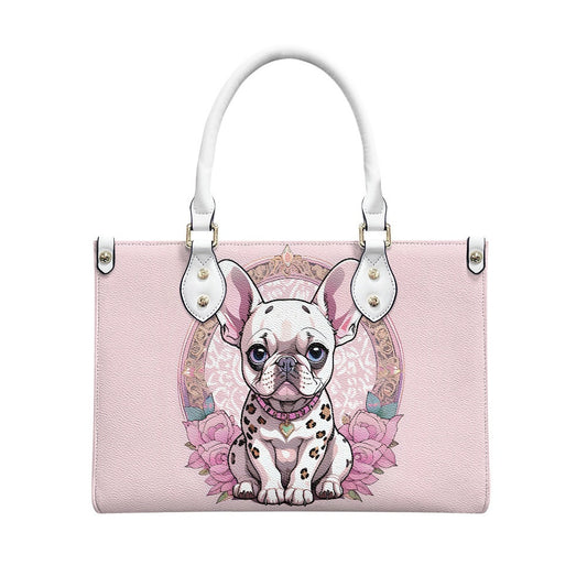 leopard print pink french bulldog frenchie purse bag