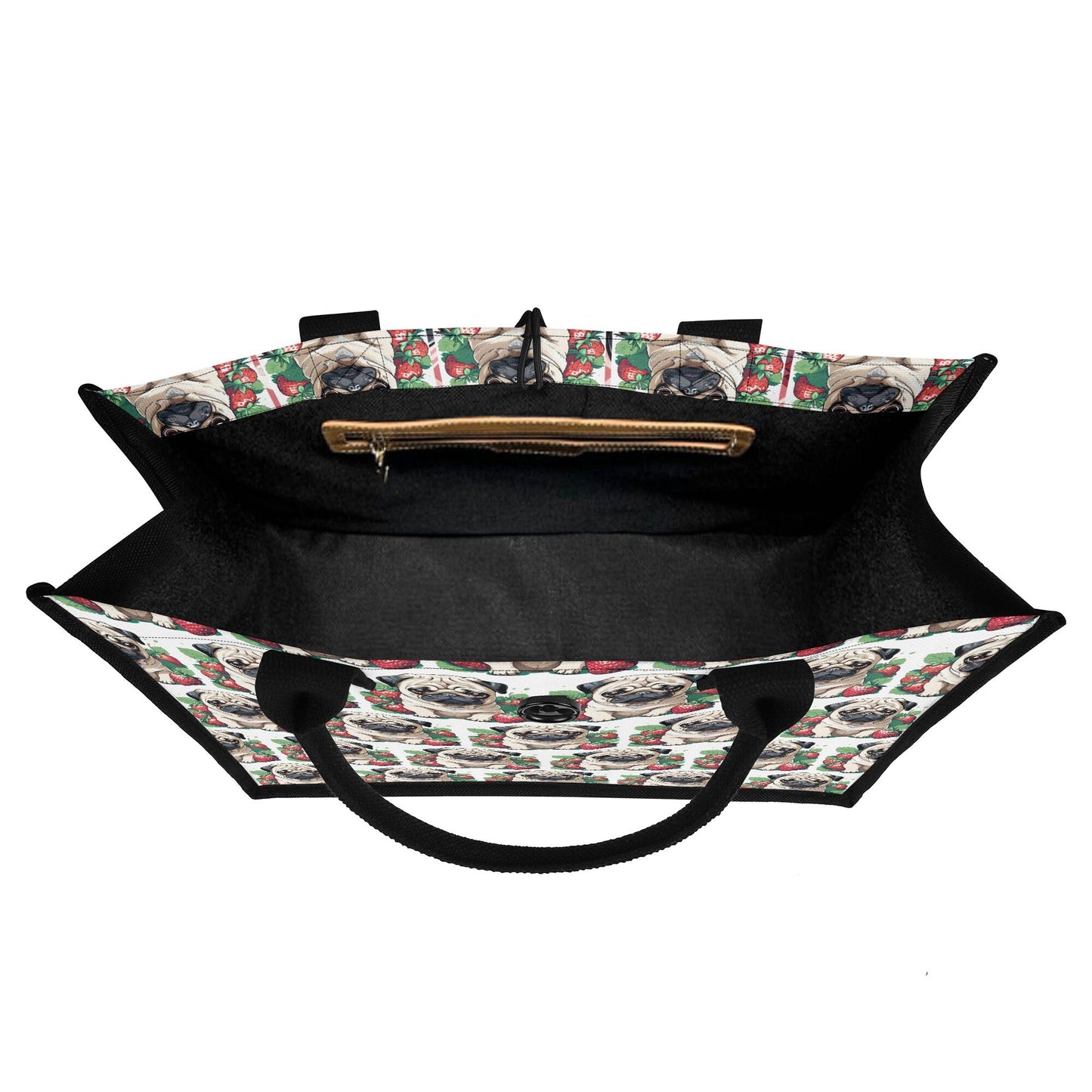 Pug Strawberries Premium All-Over Print Cavans Tote Bag(3 layers)