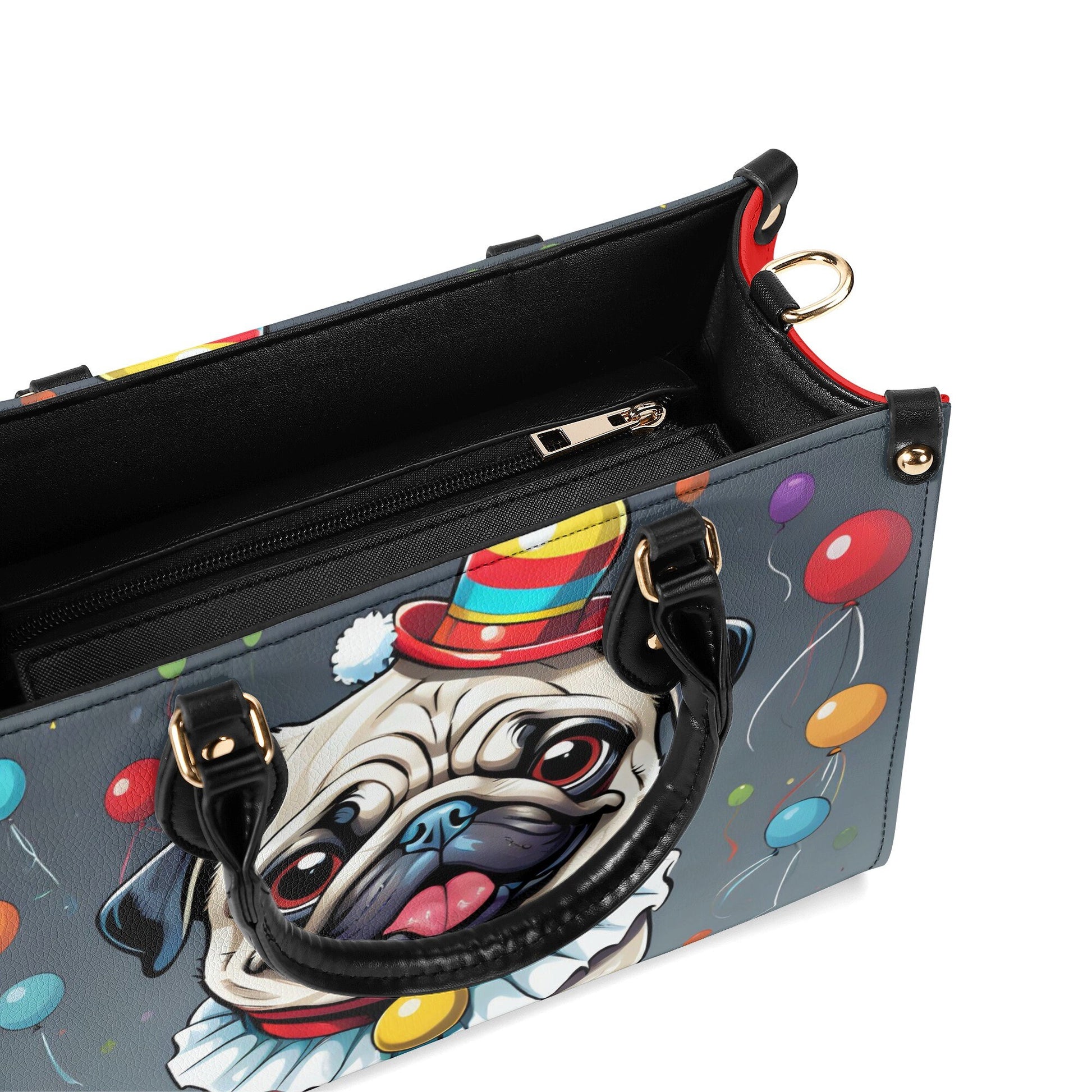 Clown Pug Luxury Women PU Leather Handbag