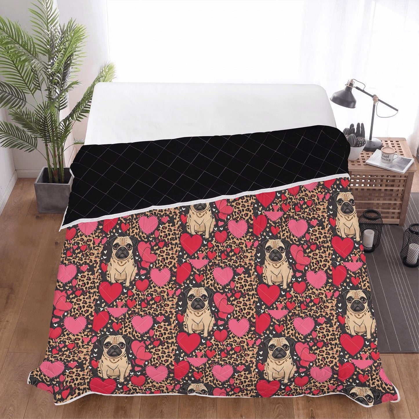 Pug Leopard Print Quilt Bedding