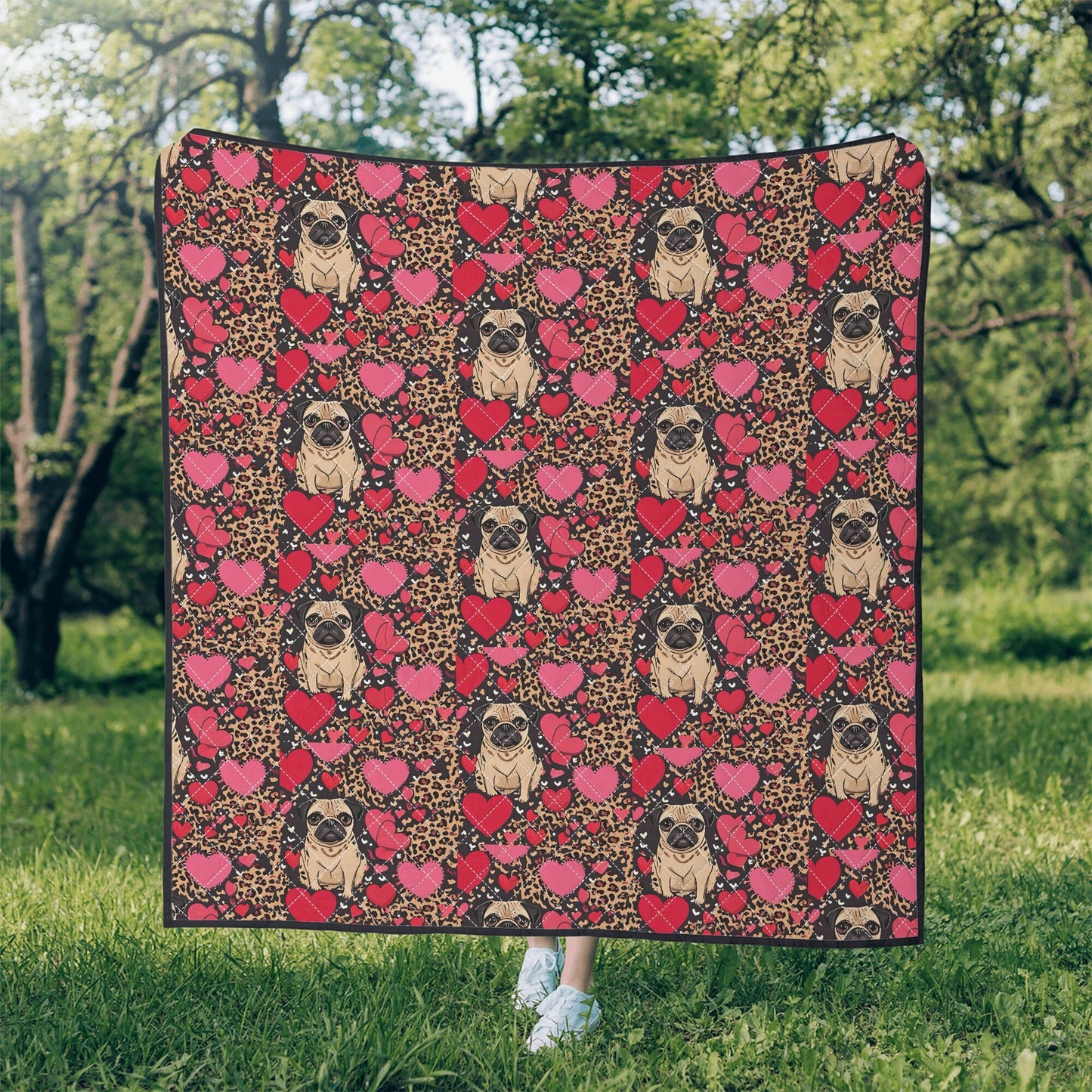 Pug Leopard Print Quilt Bedding