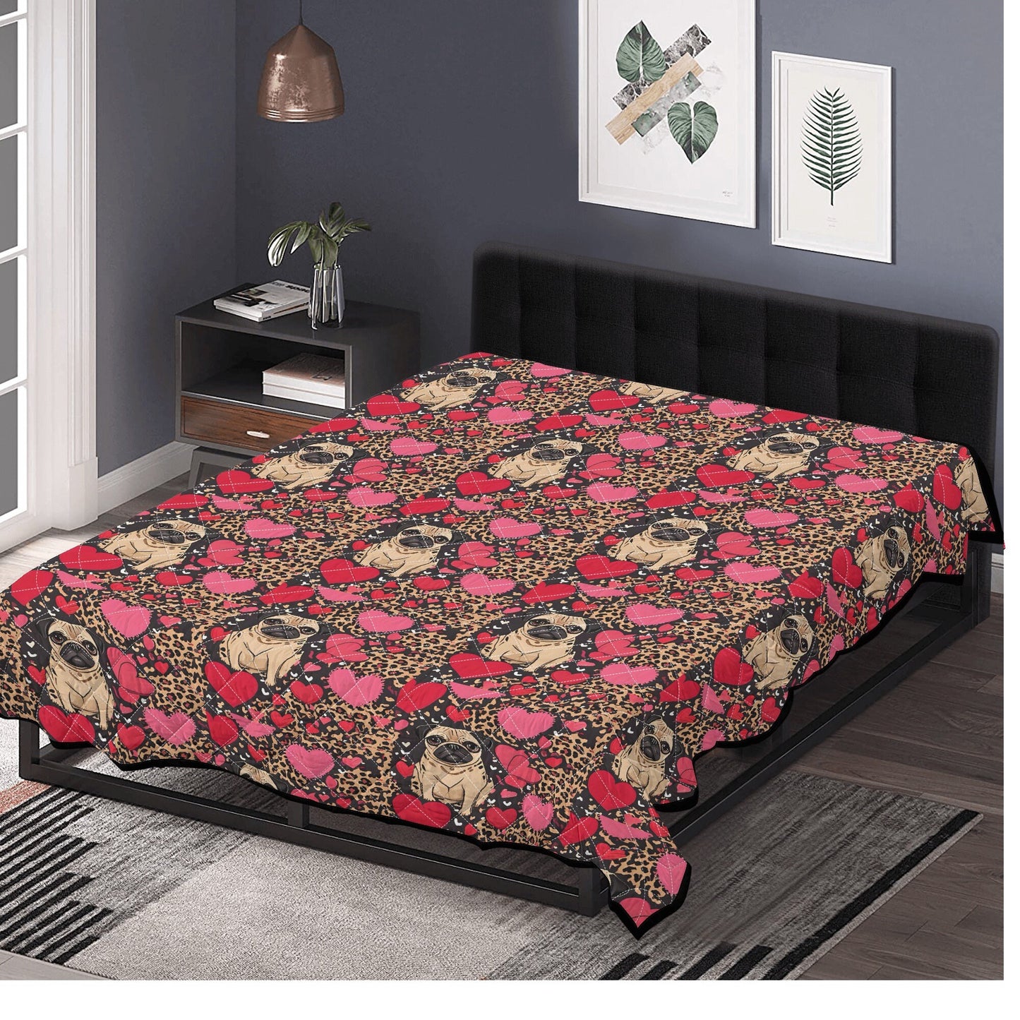 Pug Leopard Print Quilt Bedding
