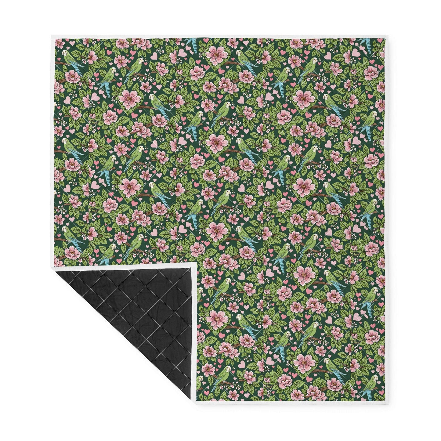 bird parrot Green Print Quilt Bedding Floral quilt