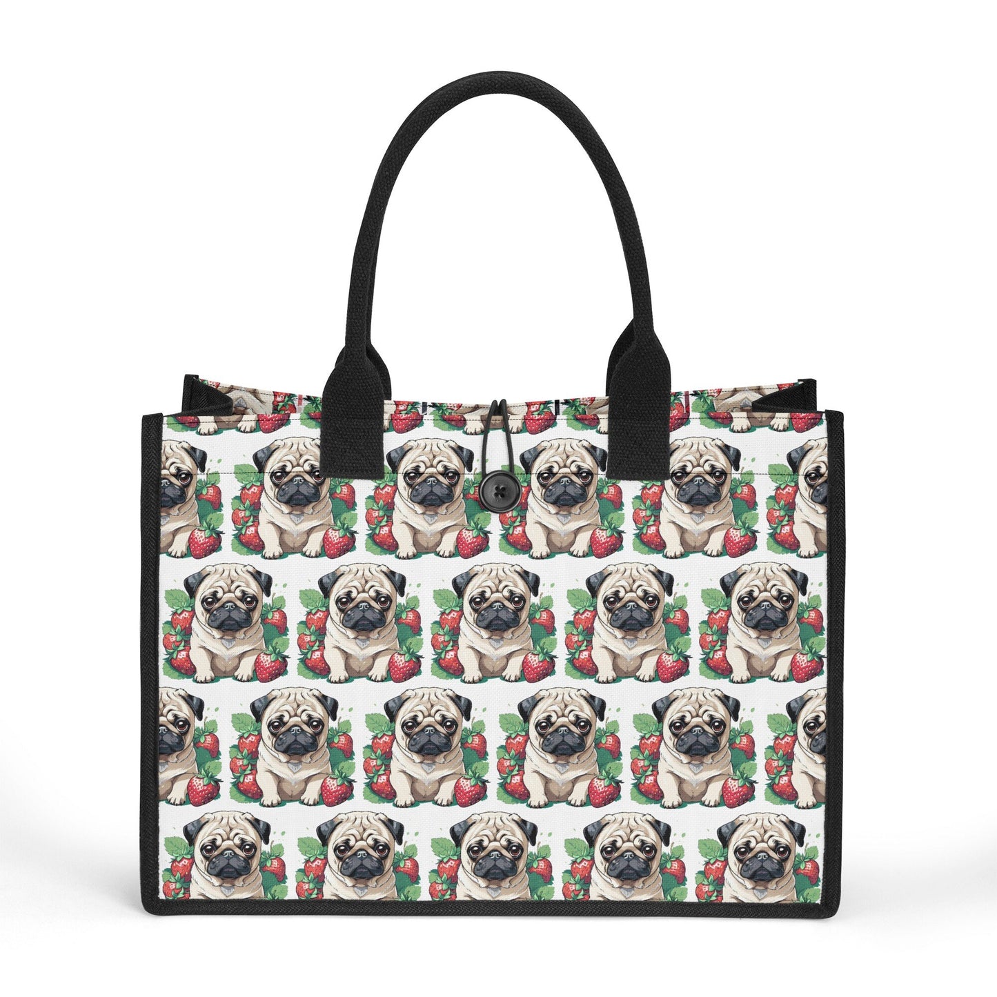 Pug Strawberries Premium All-Over Print Cavans Tote Bag(3 layers)