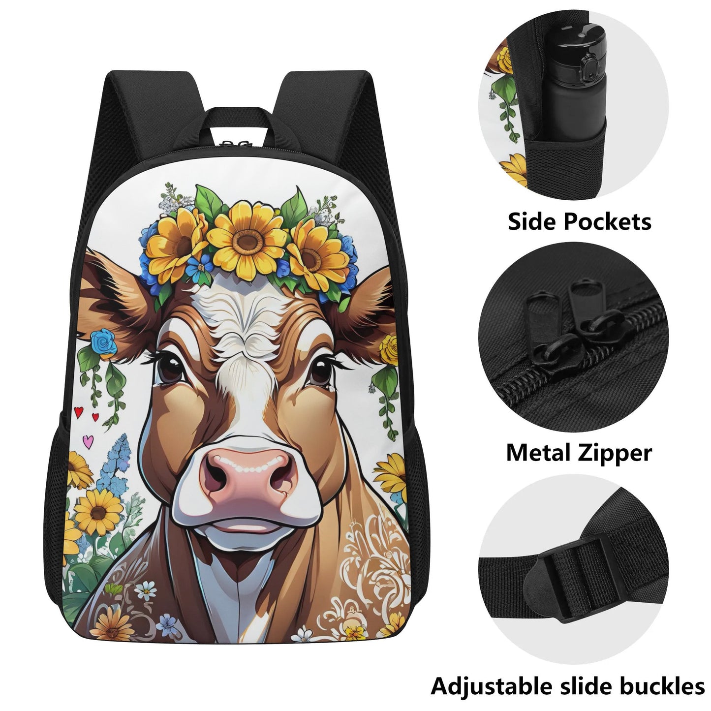 Cow 17 Inch School Backpack, cow school bag, cow lovers gift