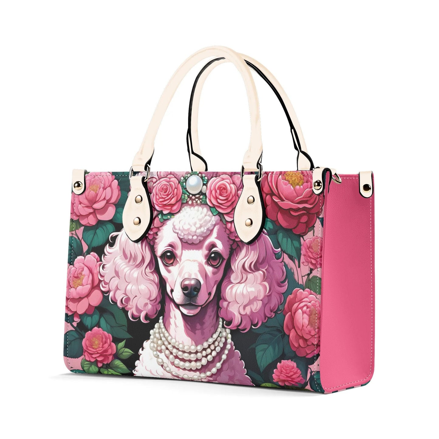 Pink Poodle Women PU Leather Handbag, Pink Poodle purse, Poodle Lover Gift
