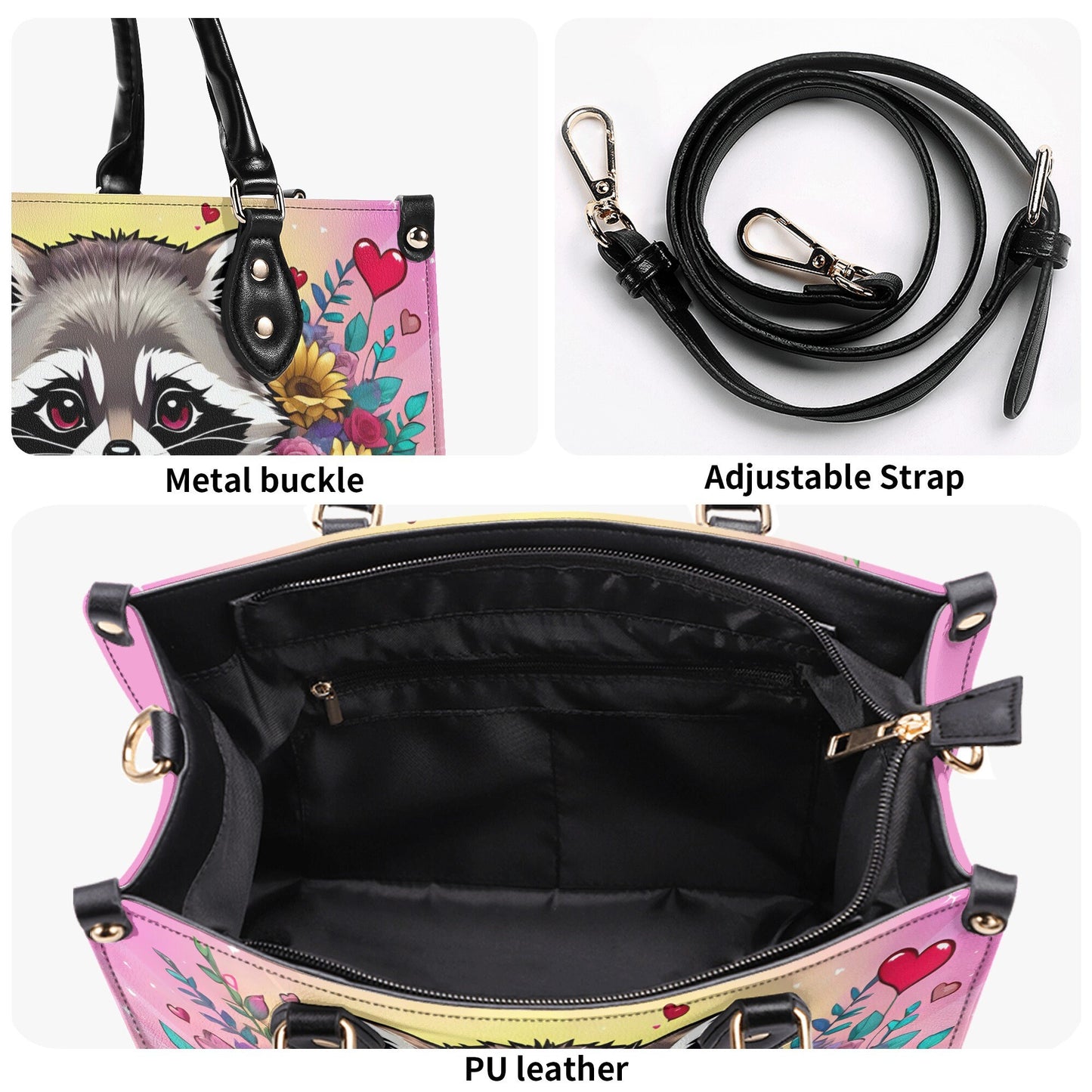 Racoon Women PU Leather Handbag