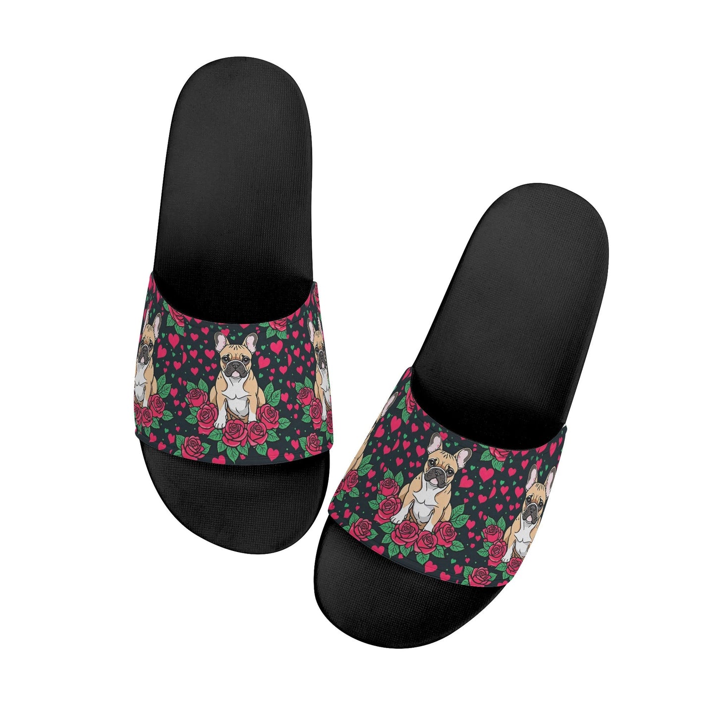 Frenchie Women's Slide Sandals, French Bulldog Flip Flops