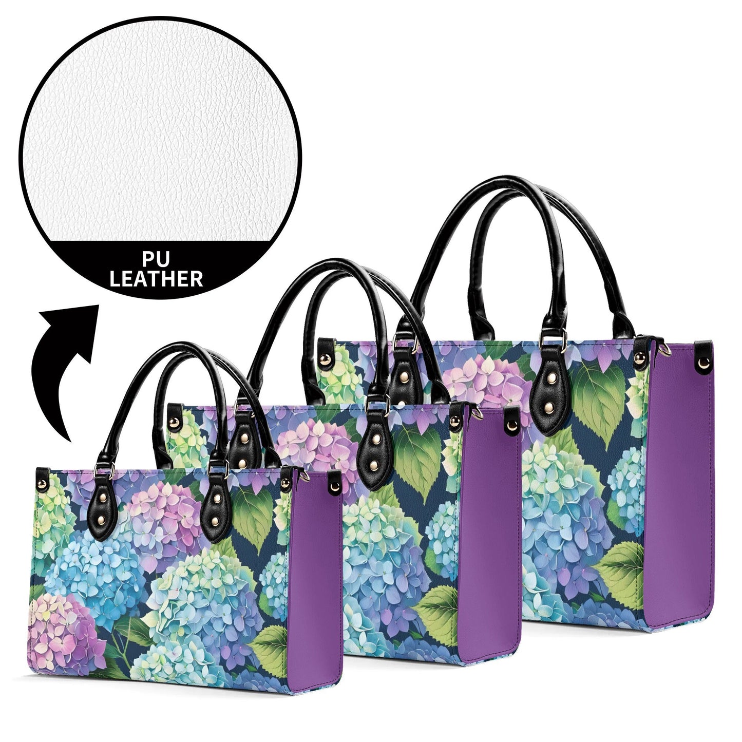 Hydrangea Women PU Leather Handbag, Hydrangea flower purse, Hydrangea bag