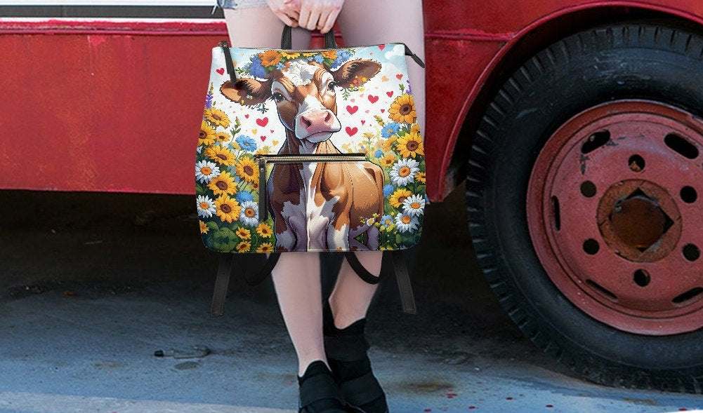 Cow backpack purse