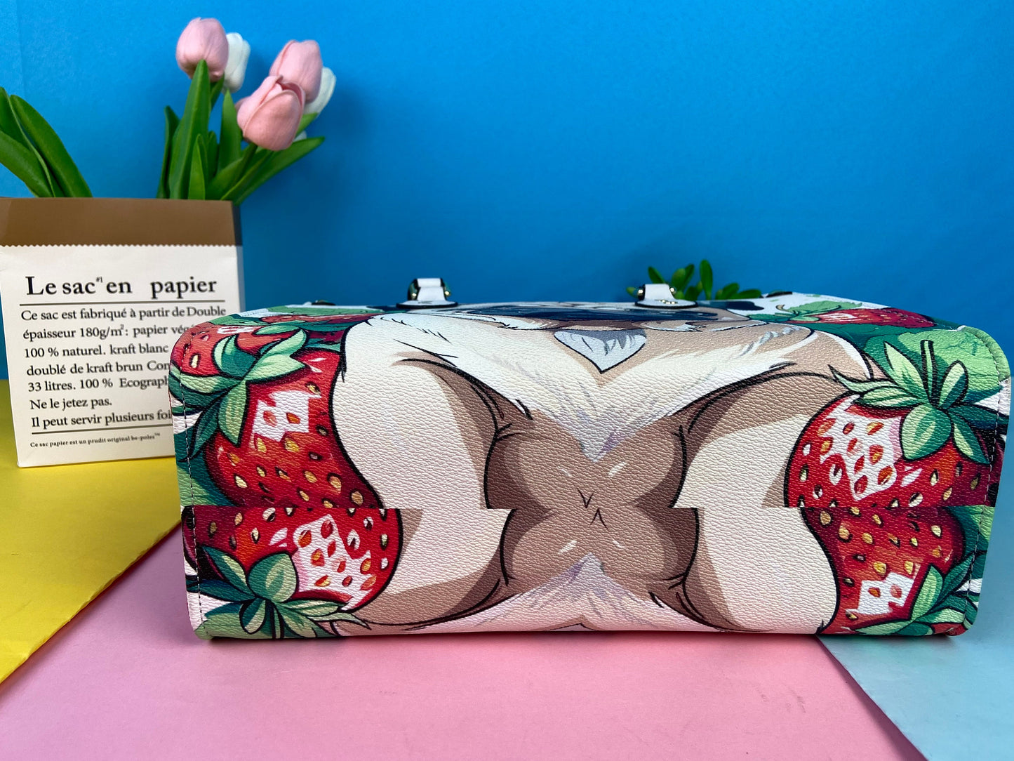 Pug Strawberry Bag Tote Purse