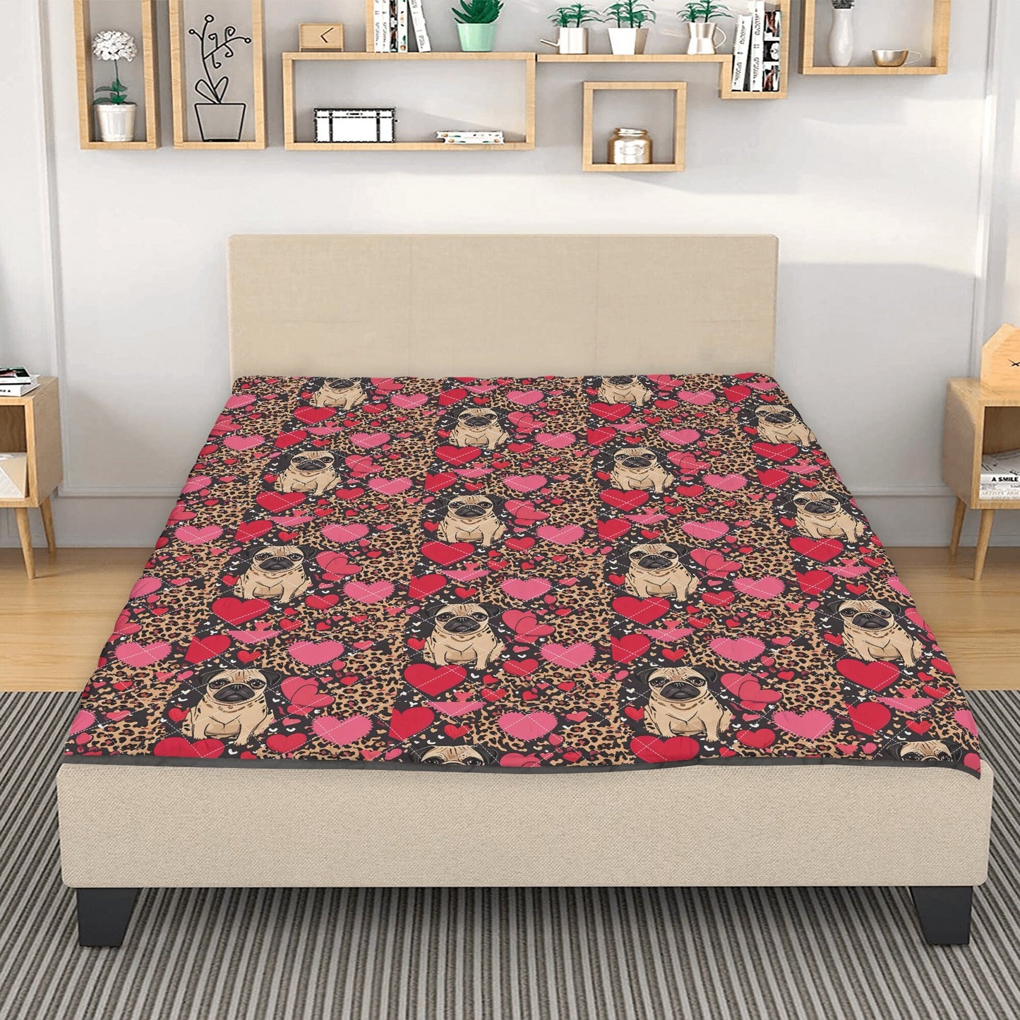 Pug Leopard Print Quilt Bedding