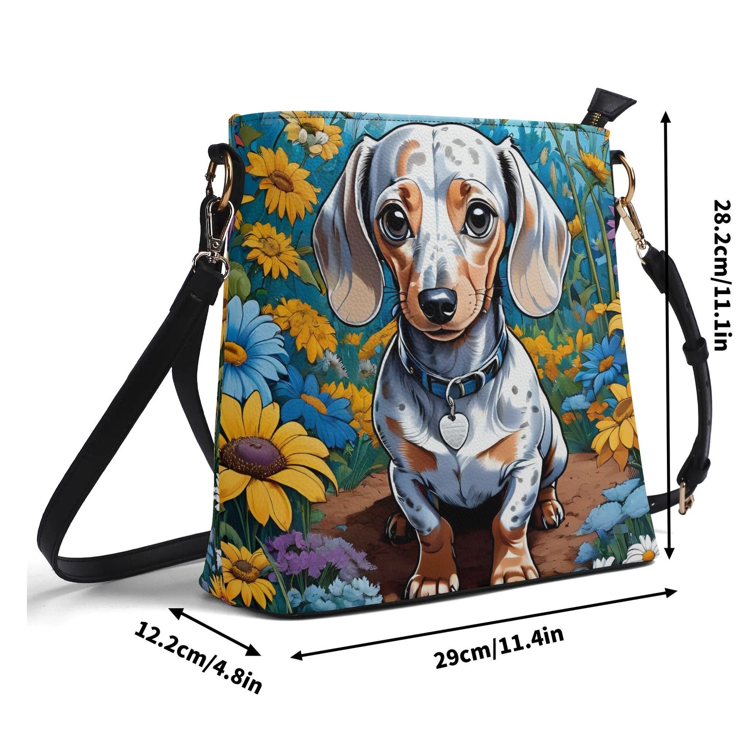 Dachshund Doxie Women's PU Bucket Bag Shoulder Bag
