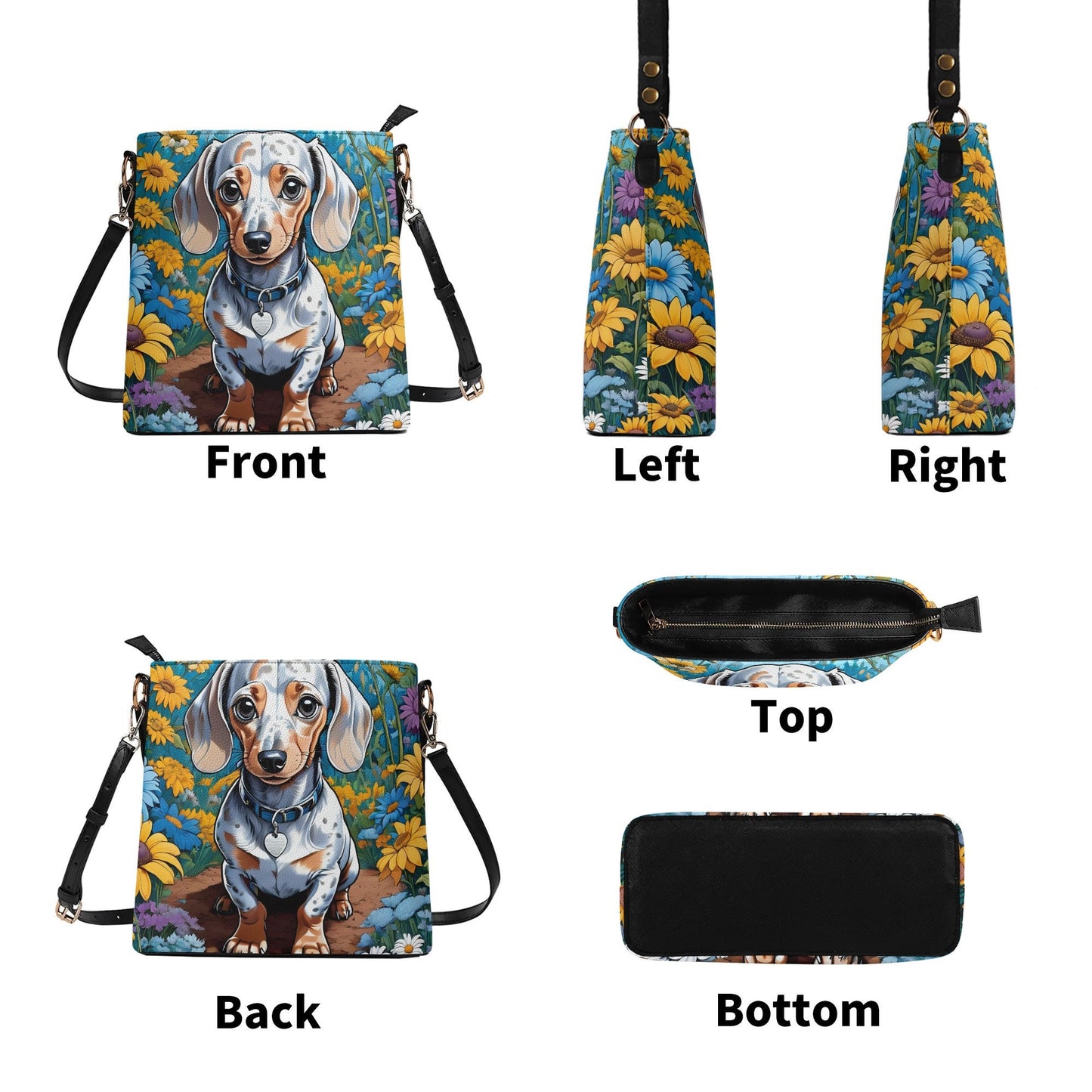 Dachshund Doxie Women's PU Bucket Bag Shoulder Bag